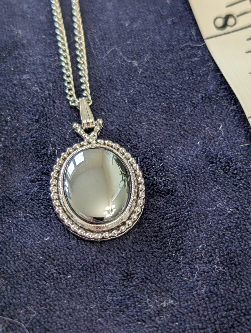 Sterling Silver Hematite Oval Pendant Necklace And Earrings - Silver Toned